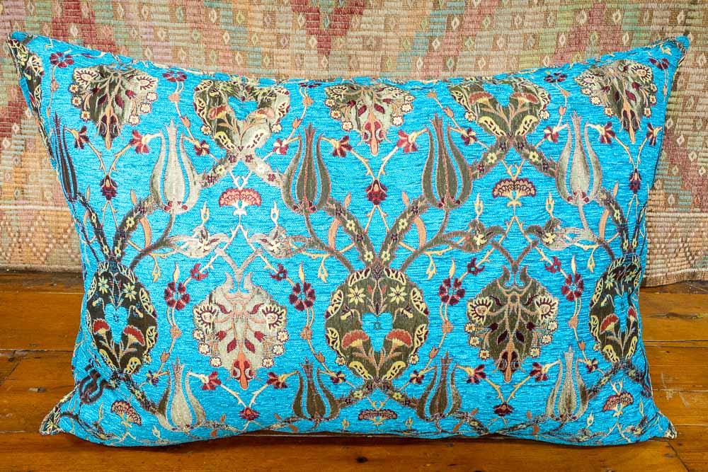 Large Turquoise Ottoman Turkish Tulip Floor Cushion Cover 69x100cm